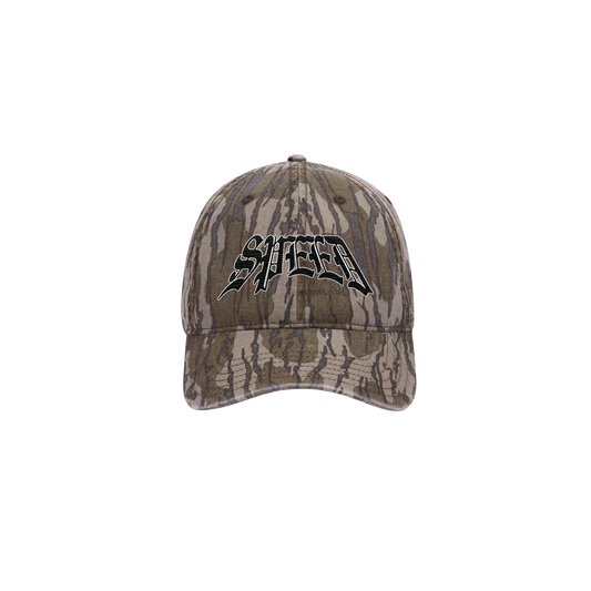 EMBROIDERED BLACK LOGO CAMO HAT