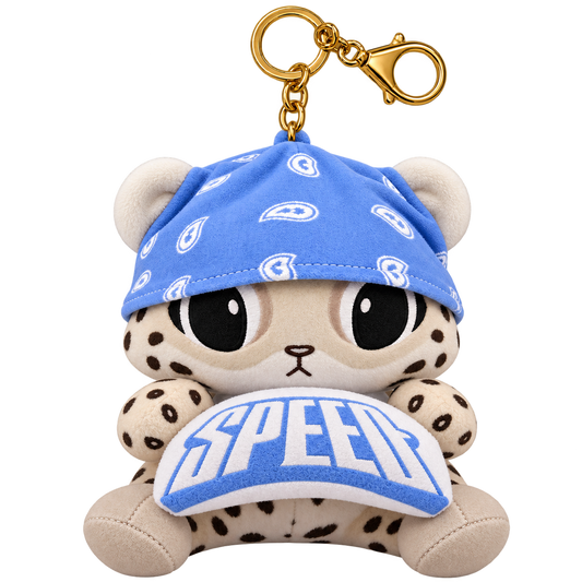 SNOW LEOPARD PLUSHIE KEYRING - LIGHT BLUE