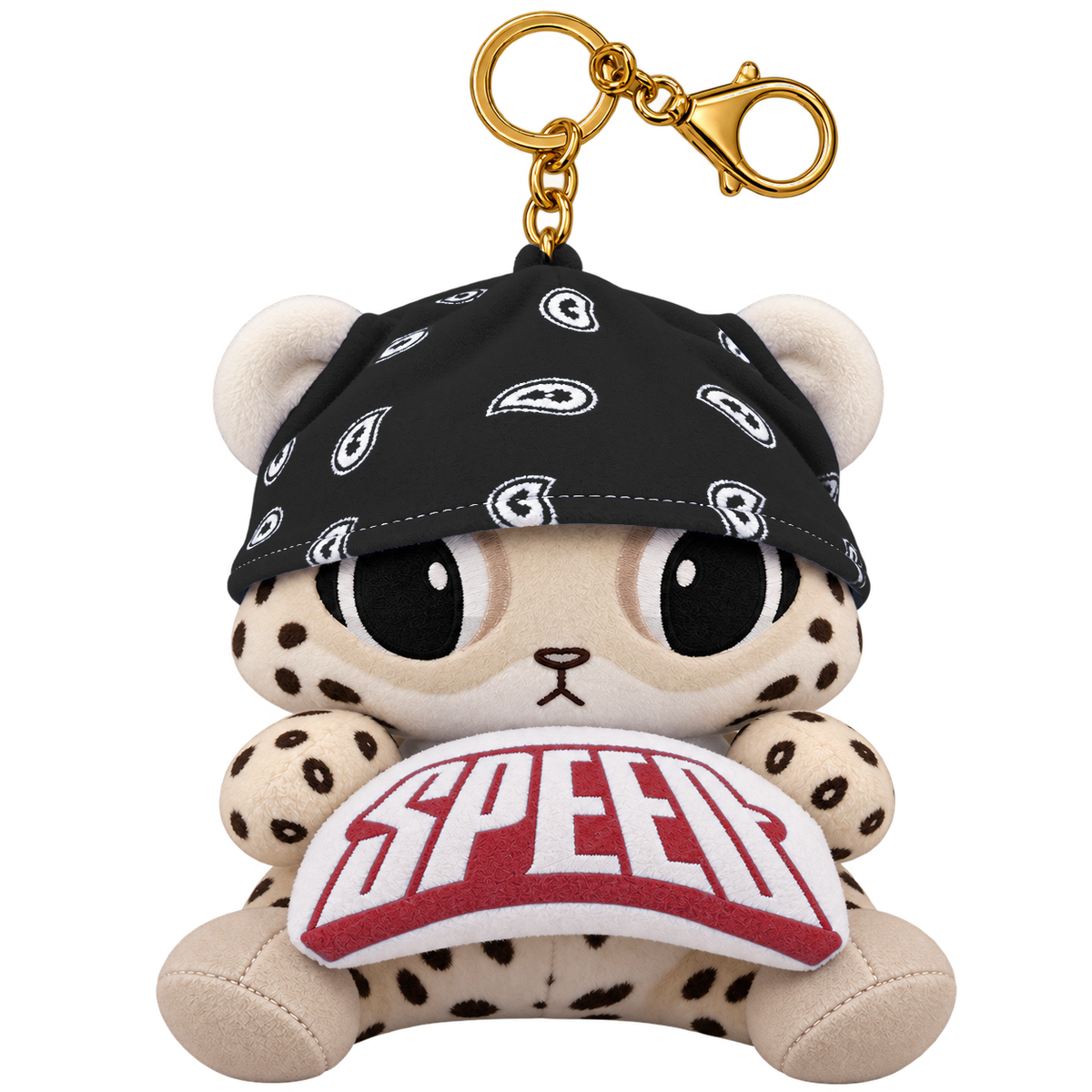 SNOW LEOPARD PLUSHIE KEYRING - RED