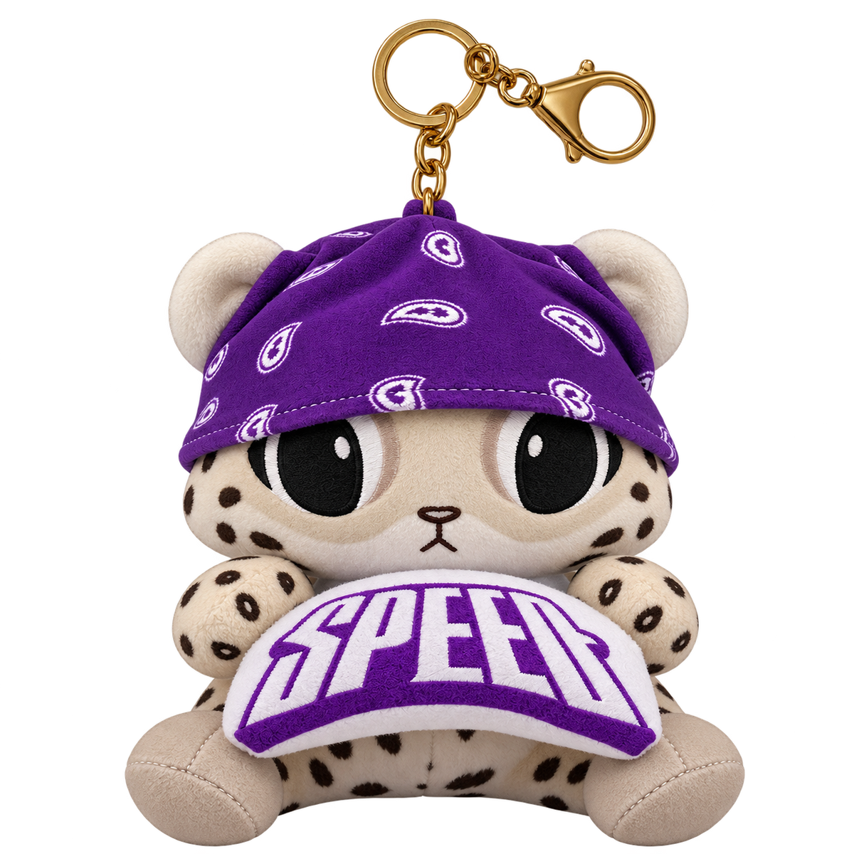 SNOW LEOPARD PLUSHIE KEYRING - PURPLE