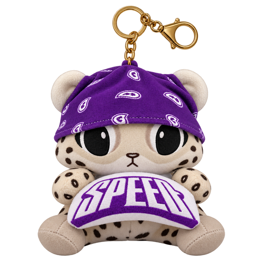 SNOW LEOPARD PLUSHIE KEYRING - PURPLE